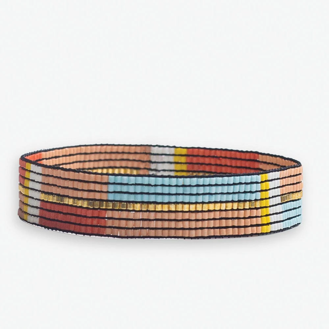 Alex Horizontal Colorblock Beaded Stretch Bracelet - Amalfi