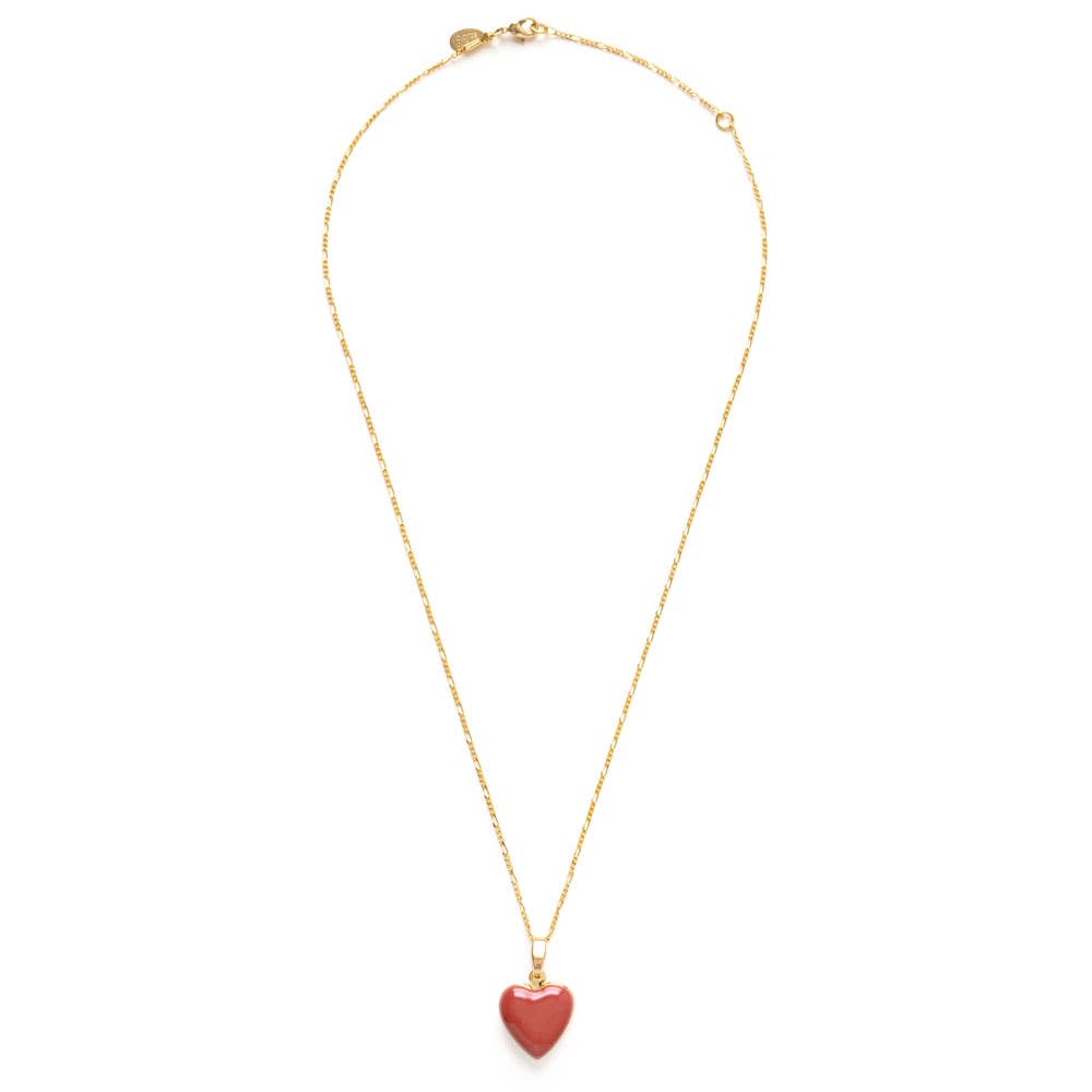 Large Enamel Heart Locket Necklace