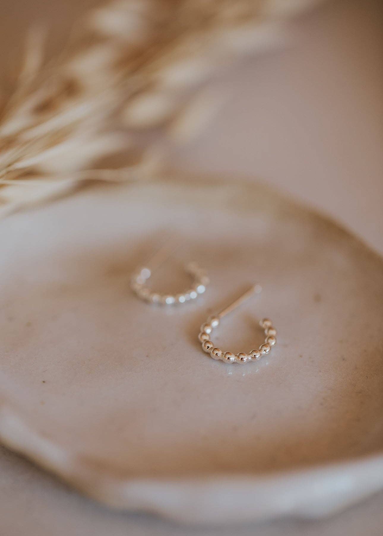 Hello Adorn - Beaded Huggie Hoops | 14kt Gold Fill + Sterling Silver