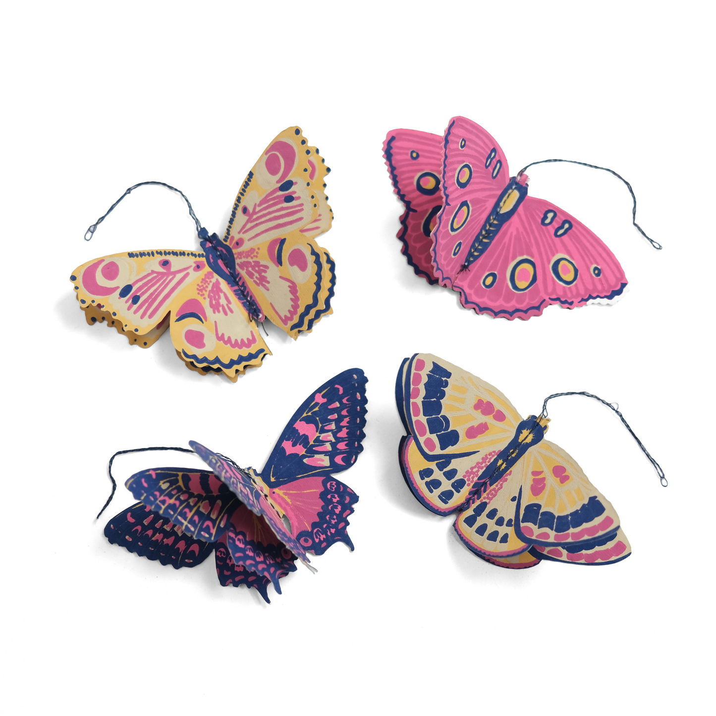Butterflies Paper Ornaments - Screen Printed by Hand