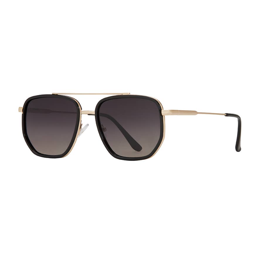 Flynn - Onyx / Matte Gold / Smoke To Brown Polarized - Blue Planet Eco-Eyewear