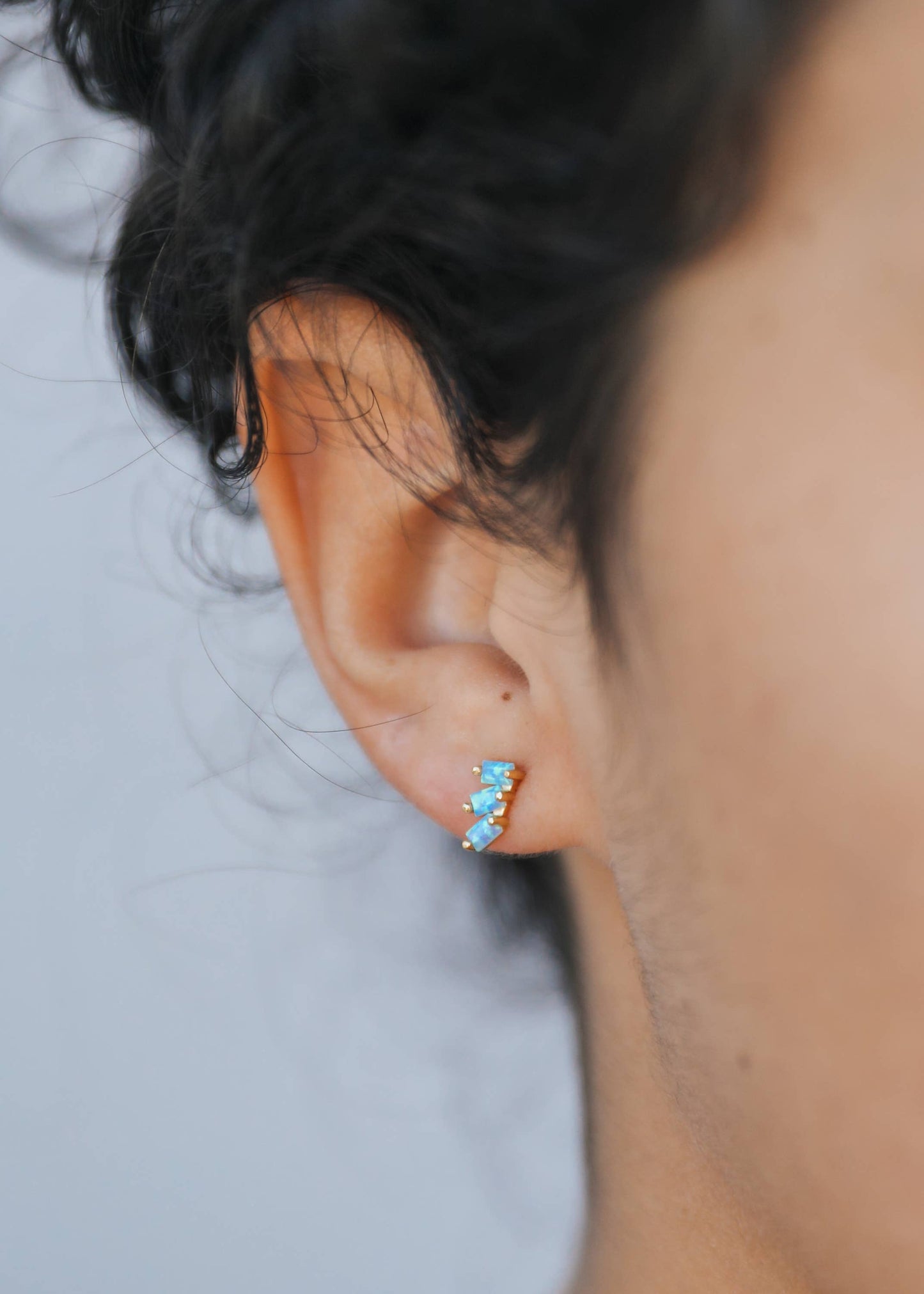 Offset Trio Earrings - Fire Opal - JaxKelly