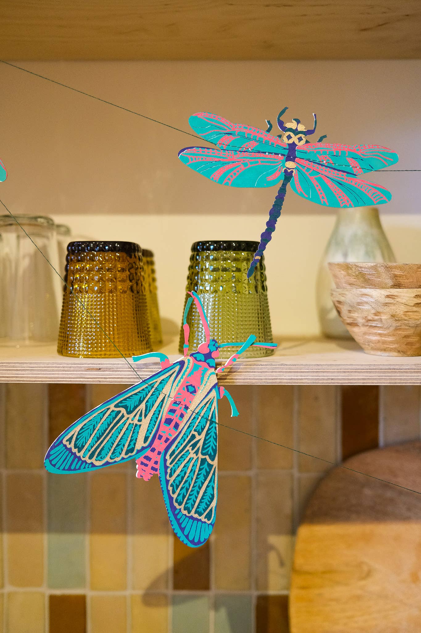 Insects Sewn Garland - Screen Printed by Hand