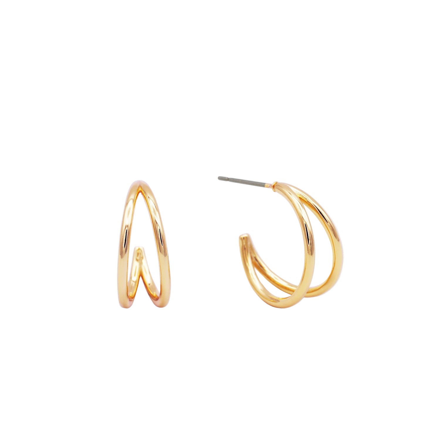 Illusion Double Hoop - Gold Earrings