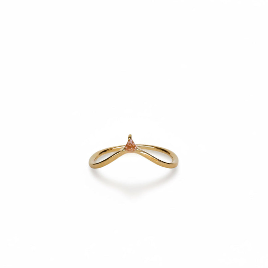 Arched Triangle Gold Ring - Champagne - JaxKelly