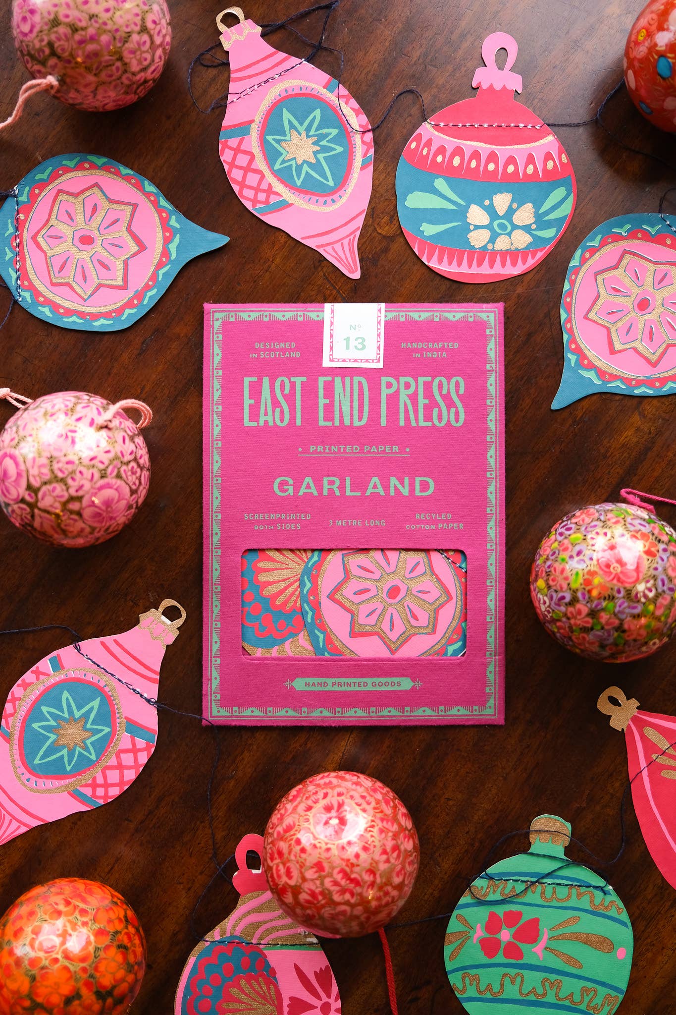 Baubles Sewn Garland - Screen Printed by Hand