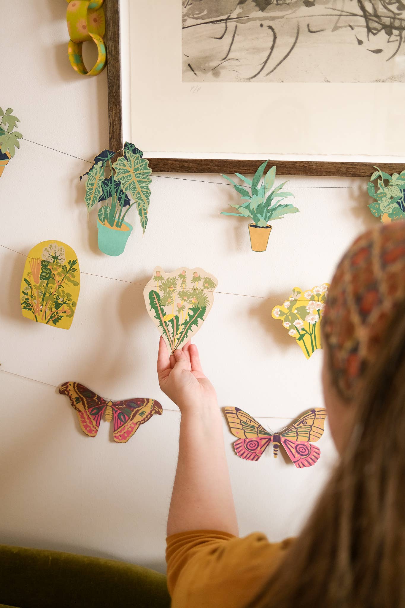 Colourful Butterflies Sewn Garland - Screen Printed by Hand