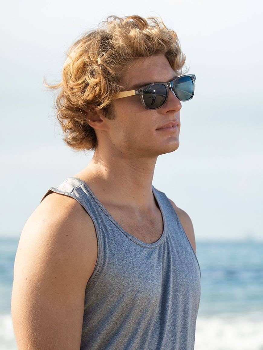 Classic - Crystal Grey / Natural Bamboo / Smoke Polarized - Blue Planet Eco-Eyewear