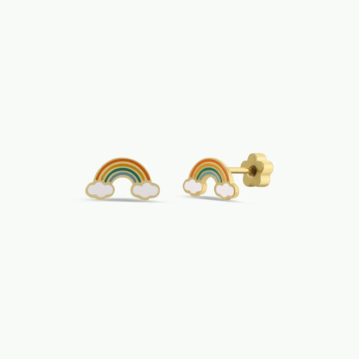 Rainbow Enamel Flat Back Kids Earrings
