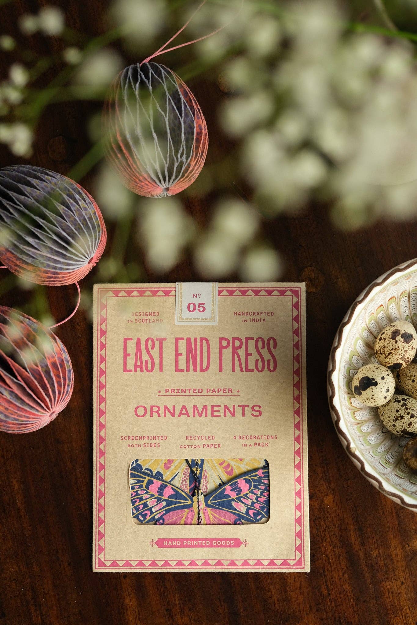 Butterflies Paper Ornaments - Screen Printed by Hand