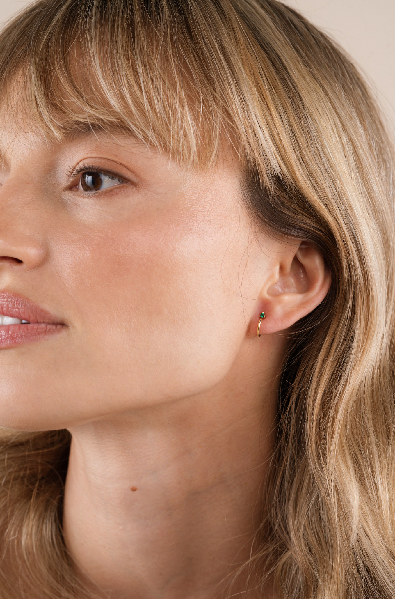 Open Mini Hoop Earrings - 18k Gold - Blue Sapphire - JaxKelly