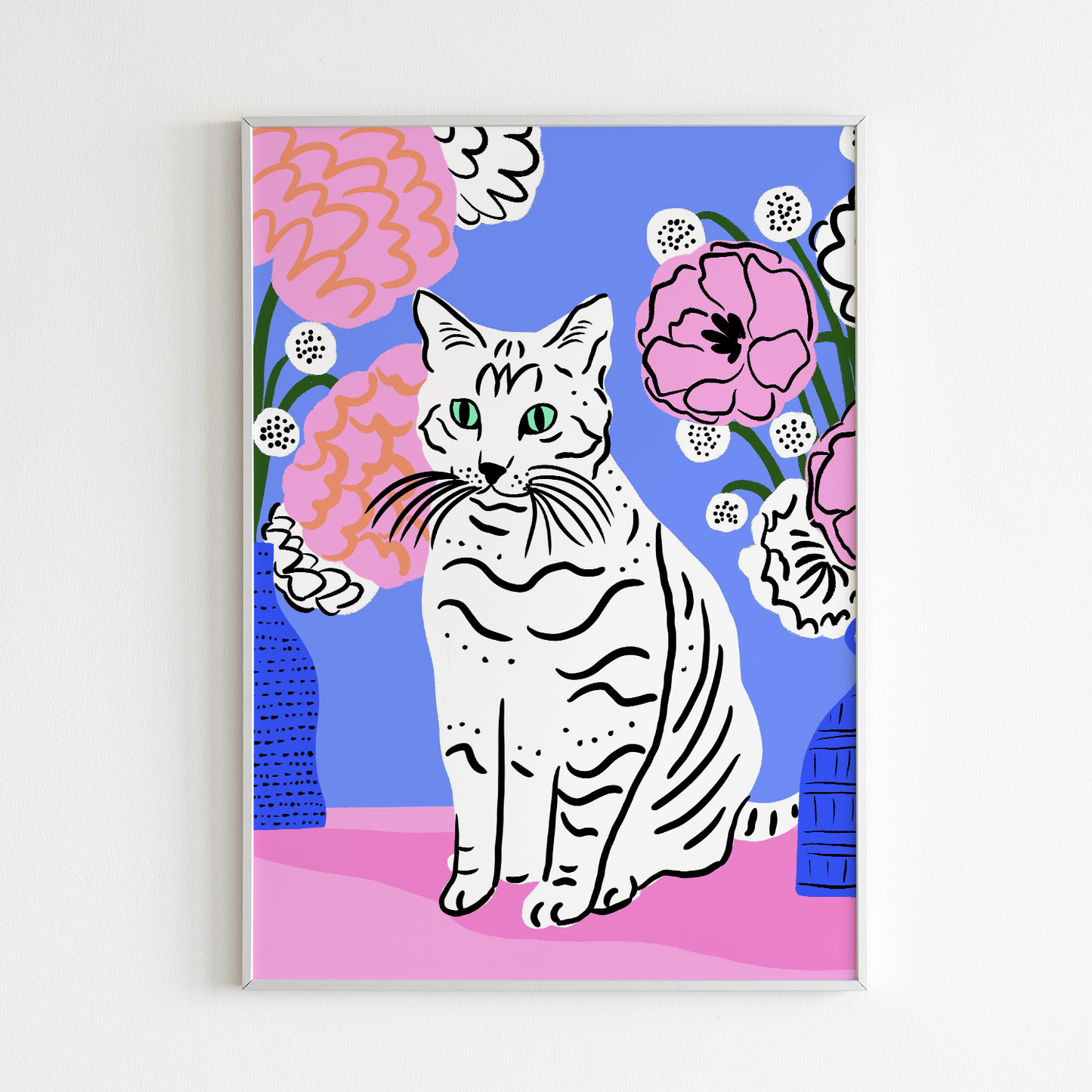 Cat Amongst Flowers 8x10 Giclée Art Print - Tara Reed