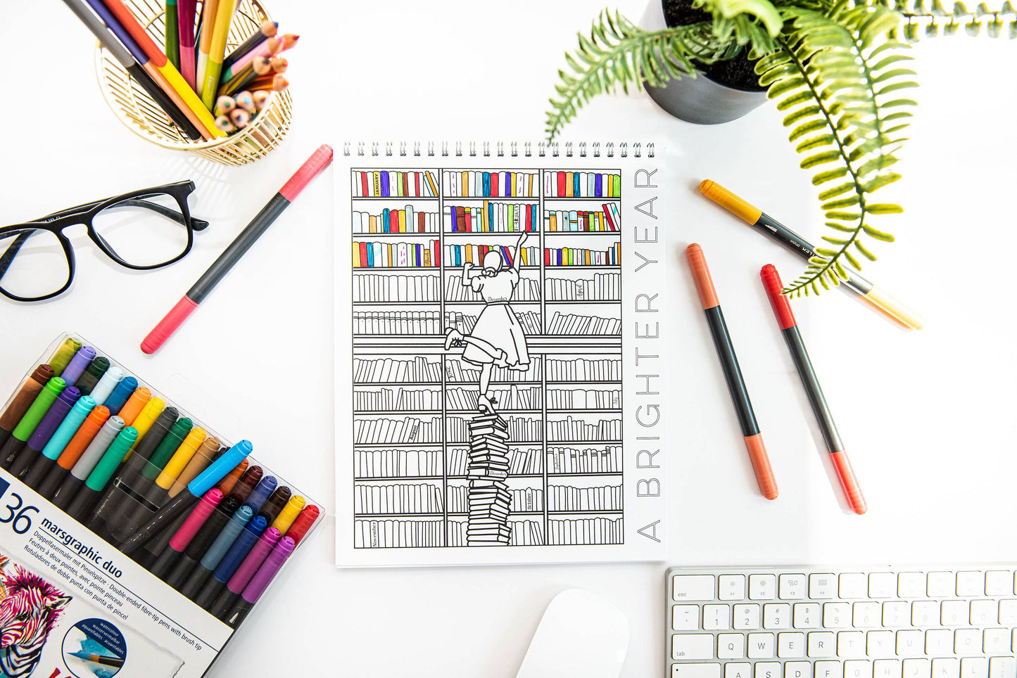 12 Month Color By Day Evergreen Calendar 2025 Coloring Book