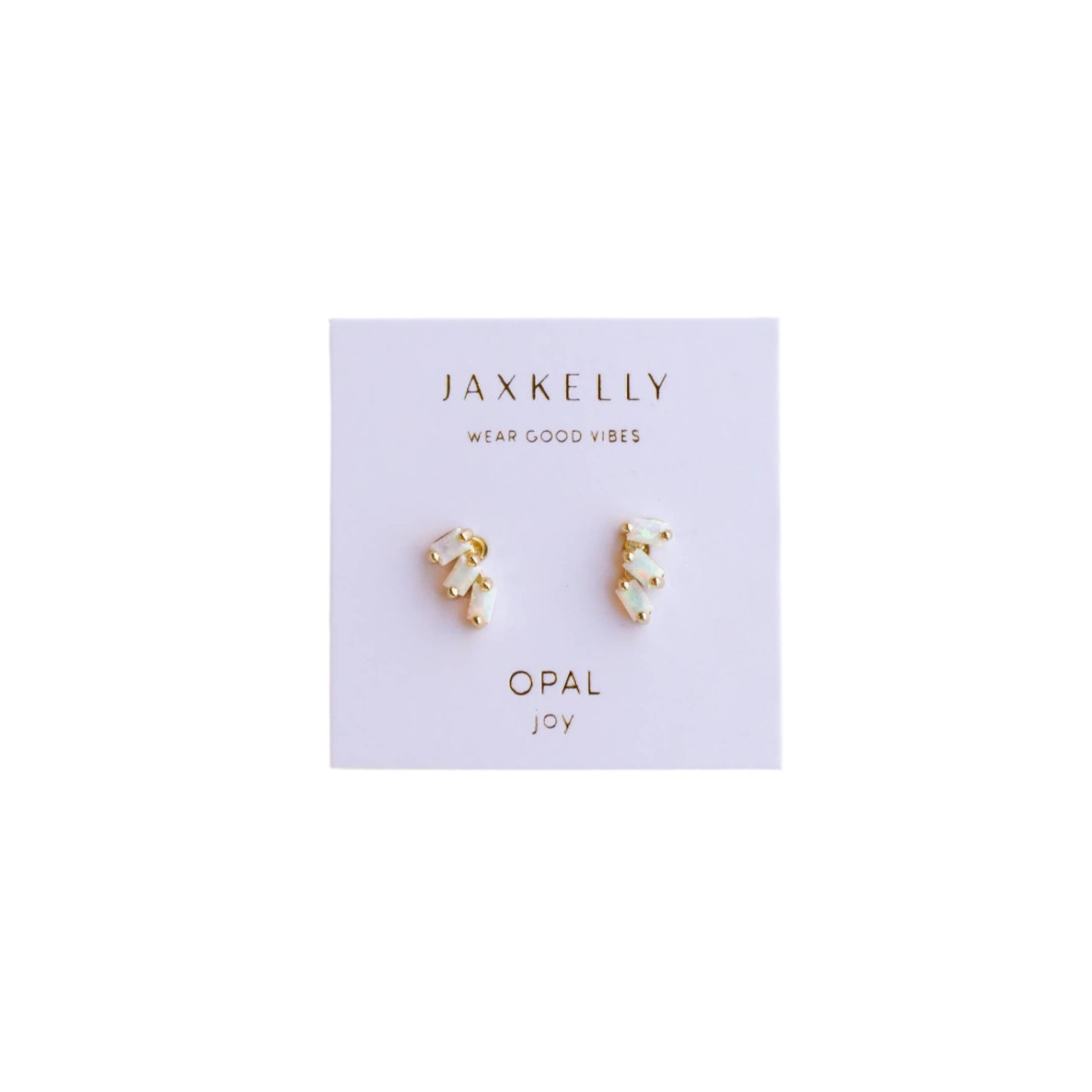 Offset Trio White Opal Earrings - JaxKelly