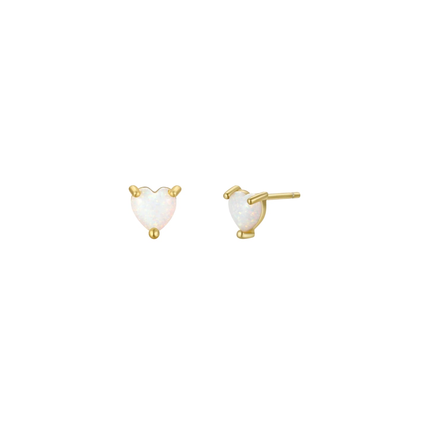 Puffed White Opal Heart Earrings - JaxKelly