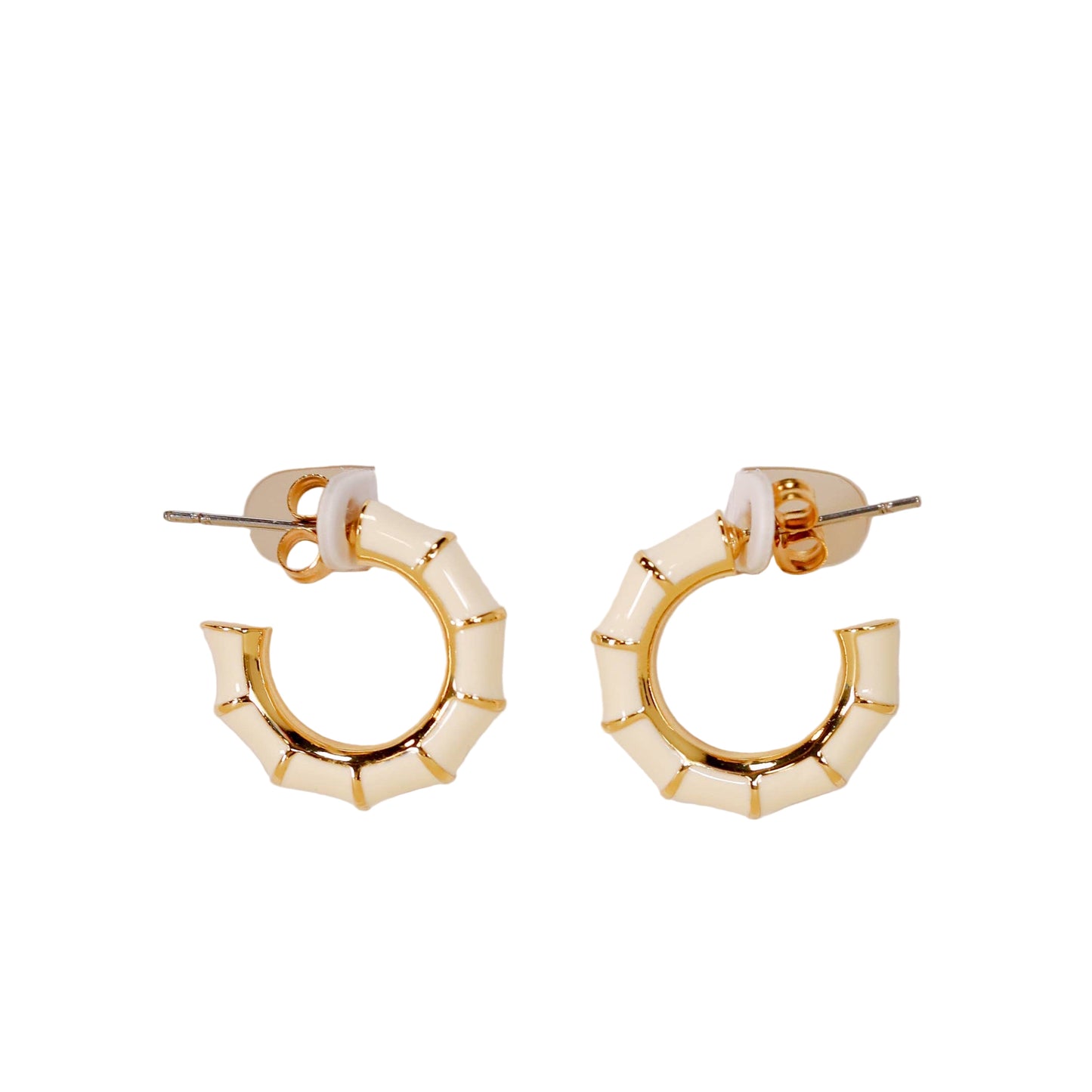 Vintage Hoop Earrings - Cream Enamel