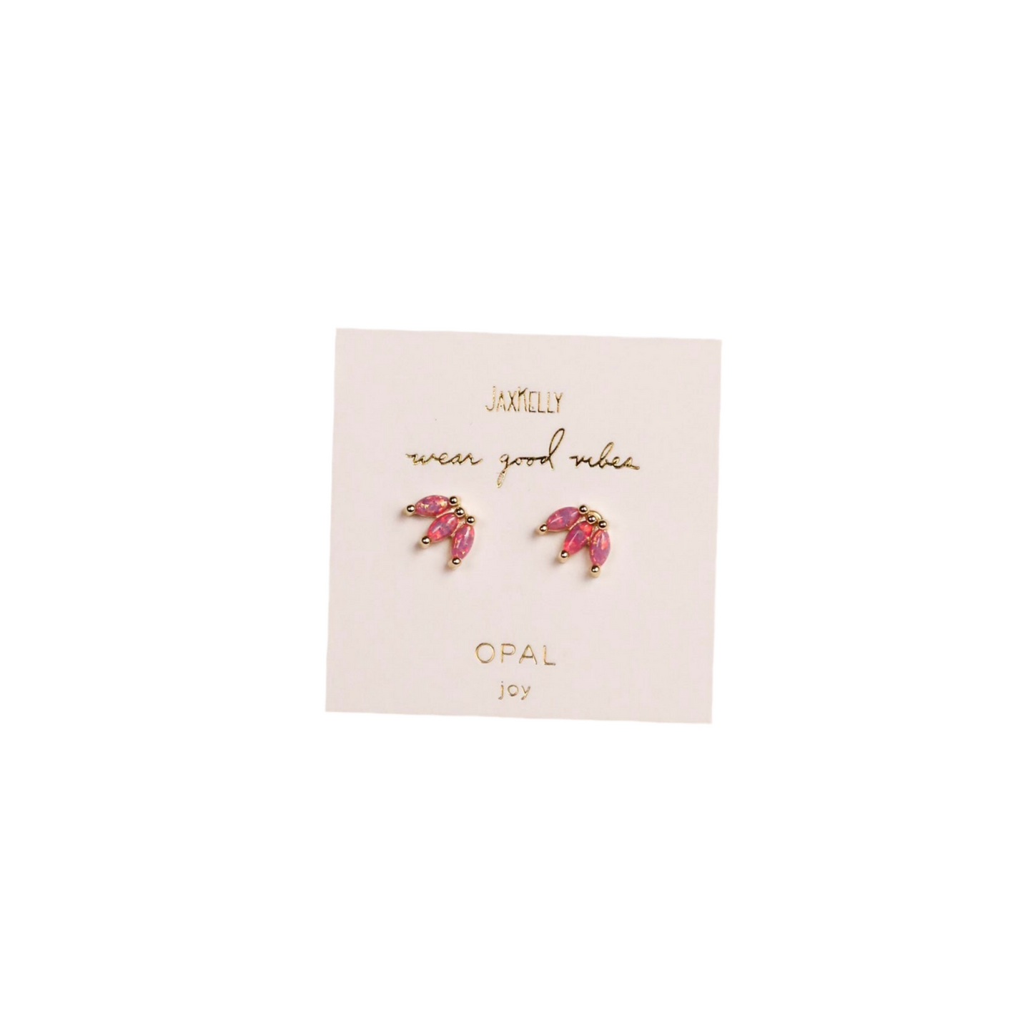 Pink Opal Crown Stud Earrings