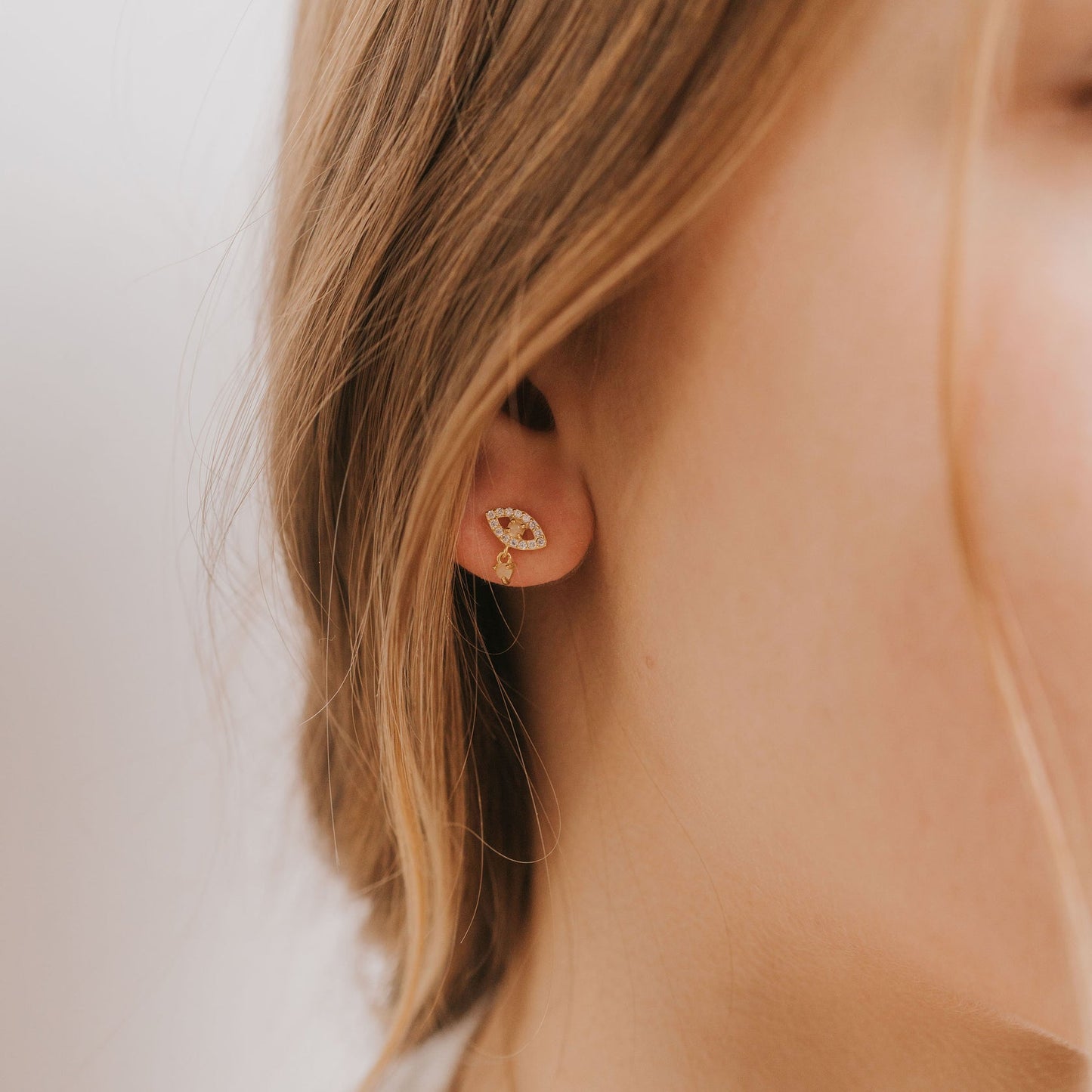 Mother of Pearl Evil Eye Drop Earrings