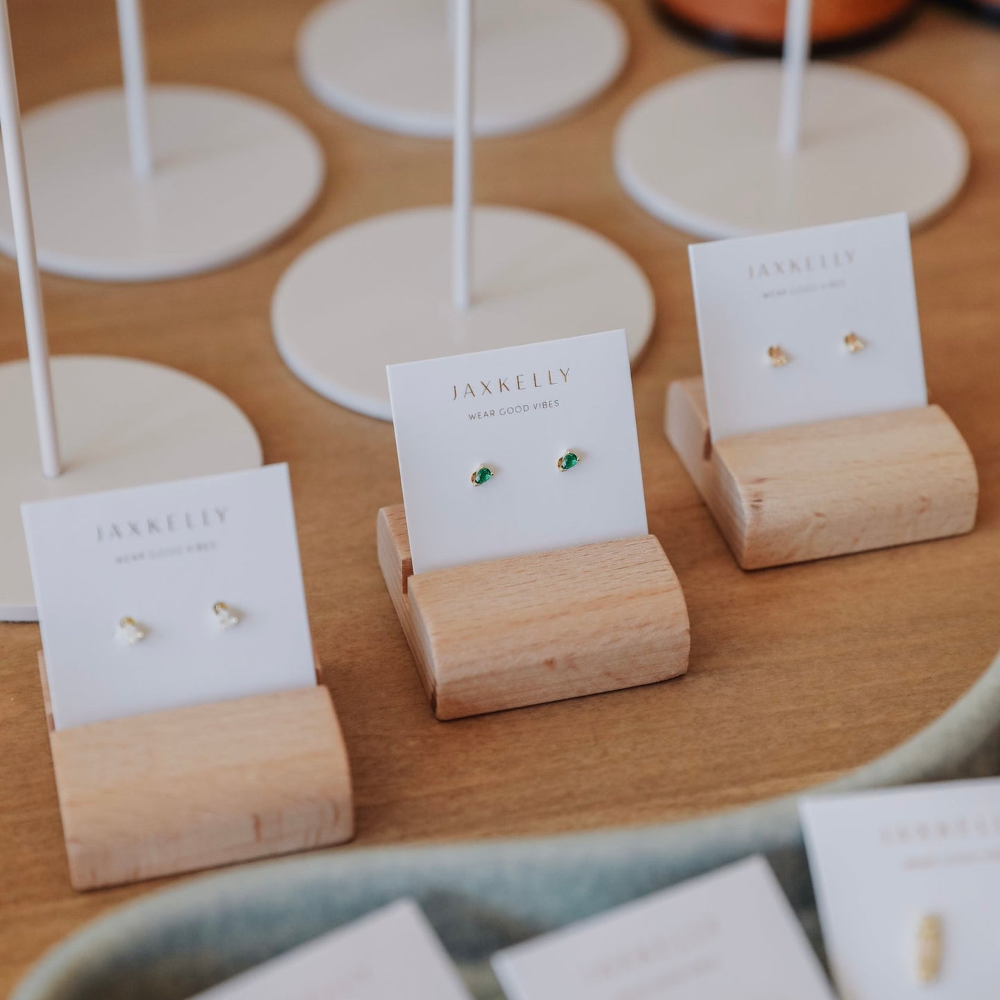 Teardrop Earrings - Emerald CZ - JaxKelly