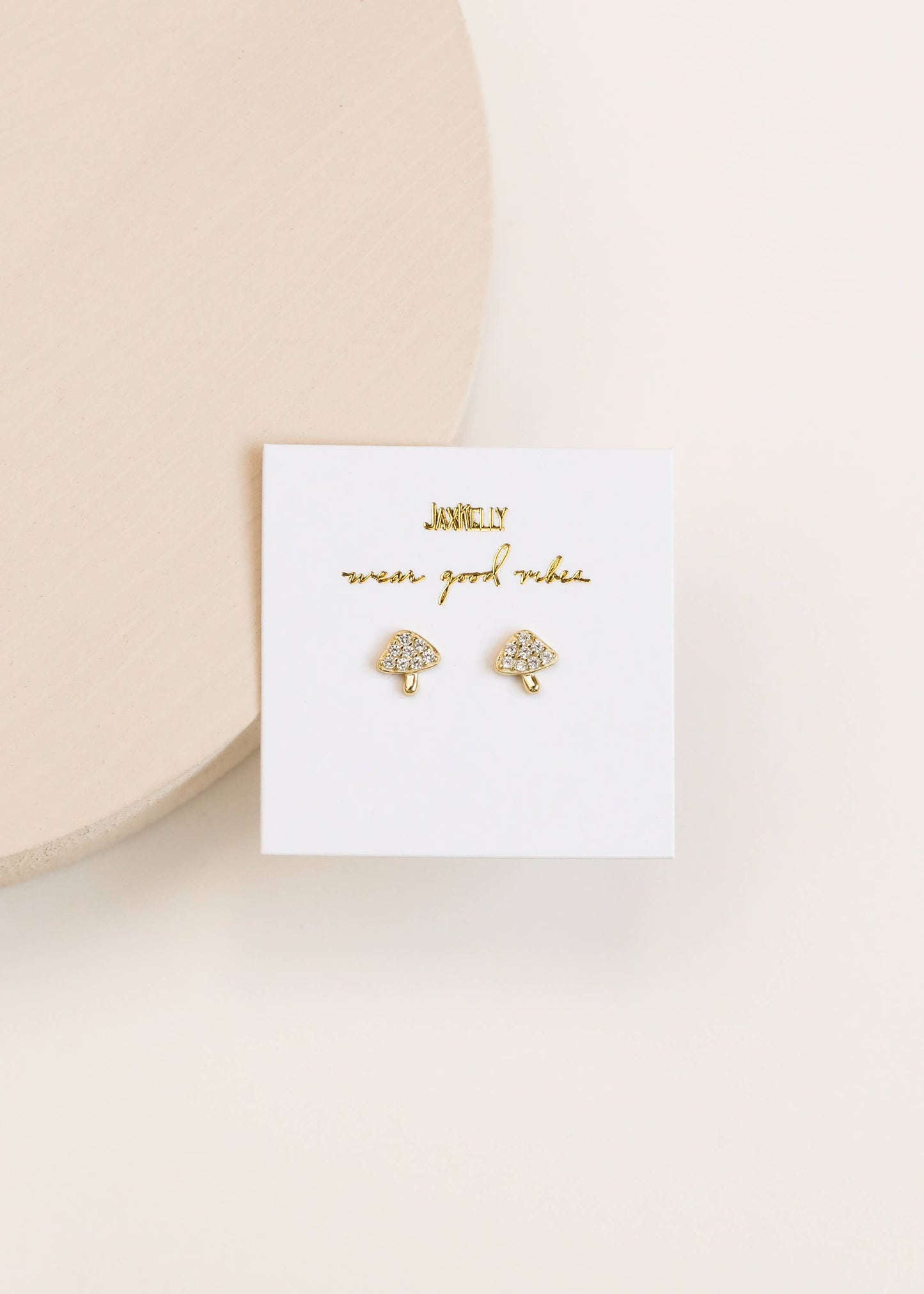 Mushroom Pave Stud - Gold Earrings