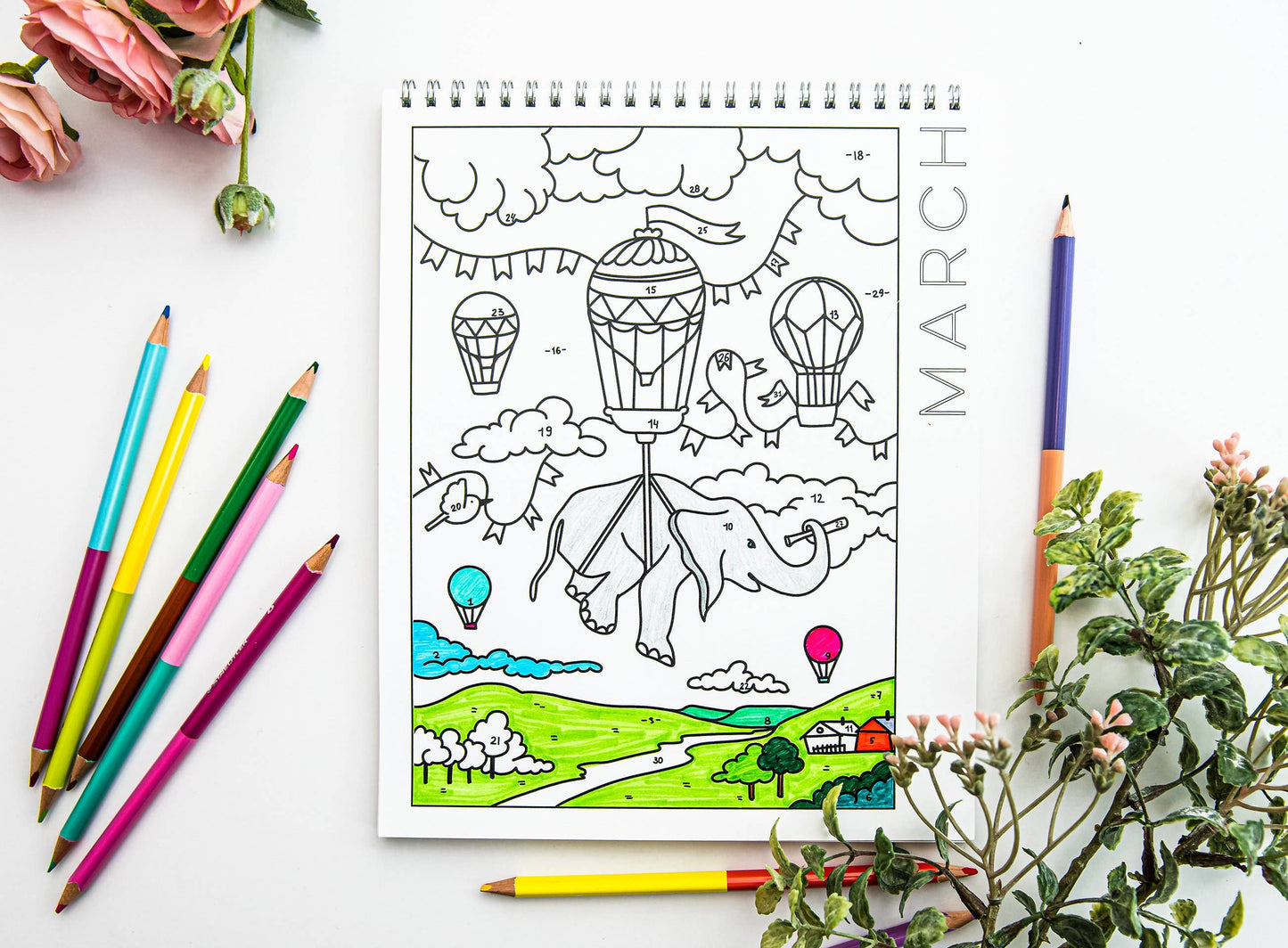 12 Month Color By Day Evergreen Calendar 2025 Coloring Book