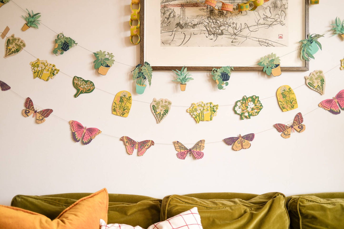Houseplants Sewn Garland - Screen Printed by Hand