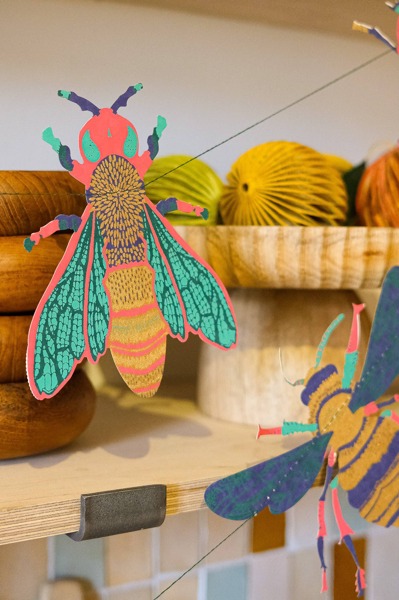 Insects Sewn Garland - Screen Printed by Hand