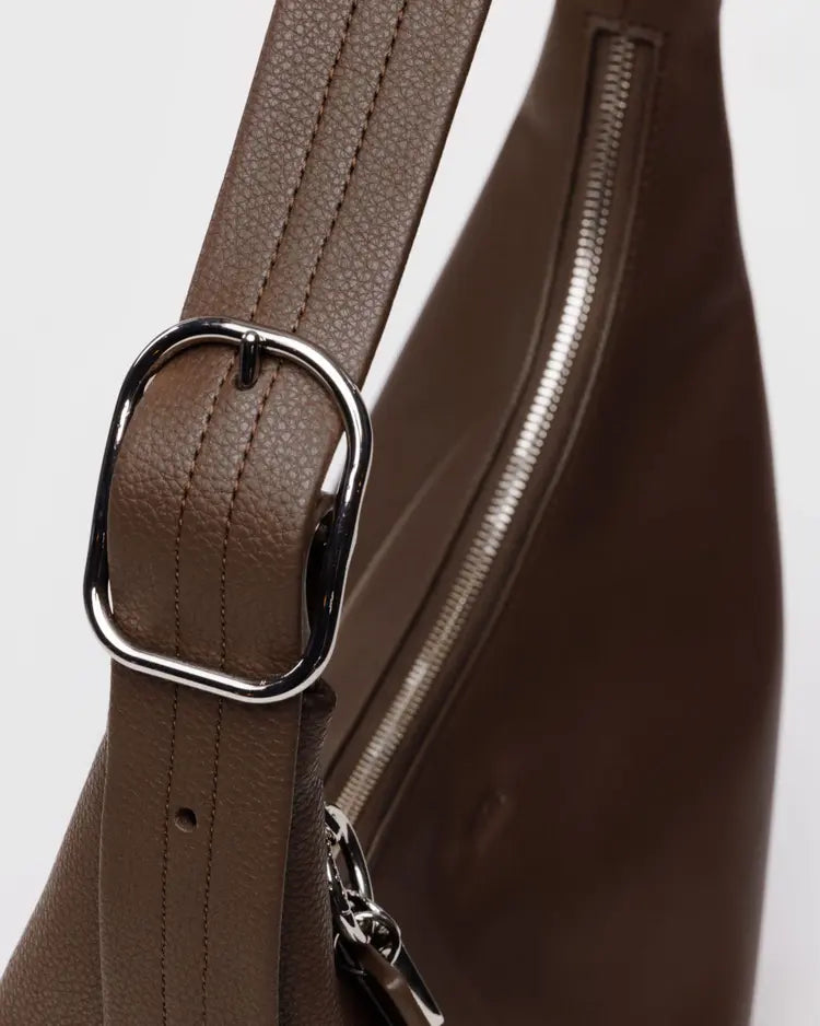 Recycled Leather Shoulder Bag Brown - Baggu