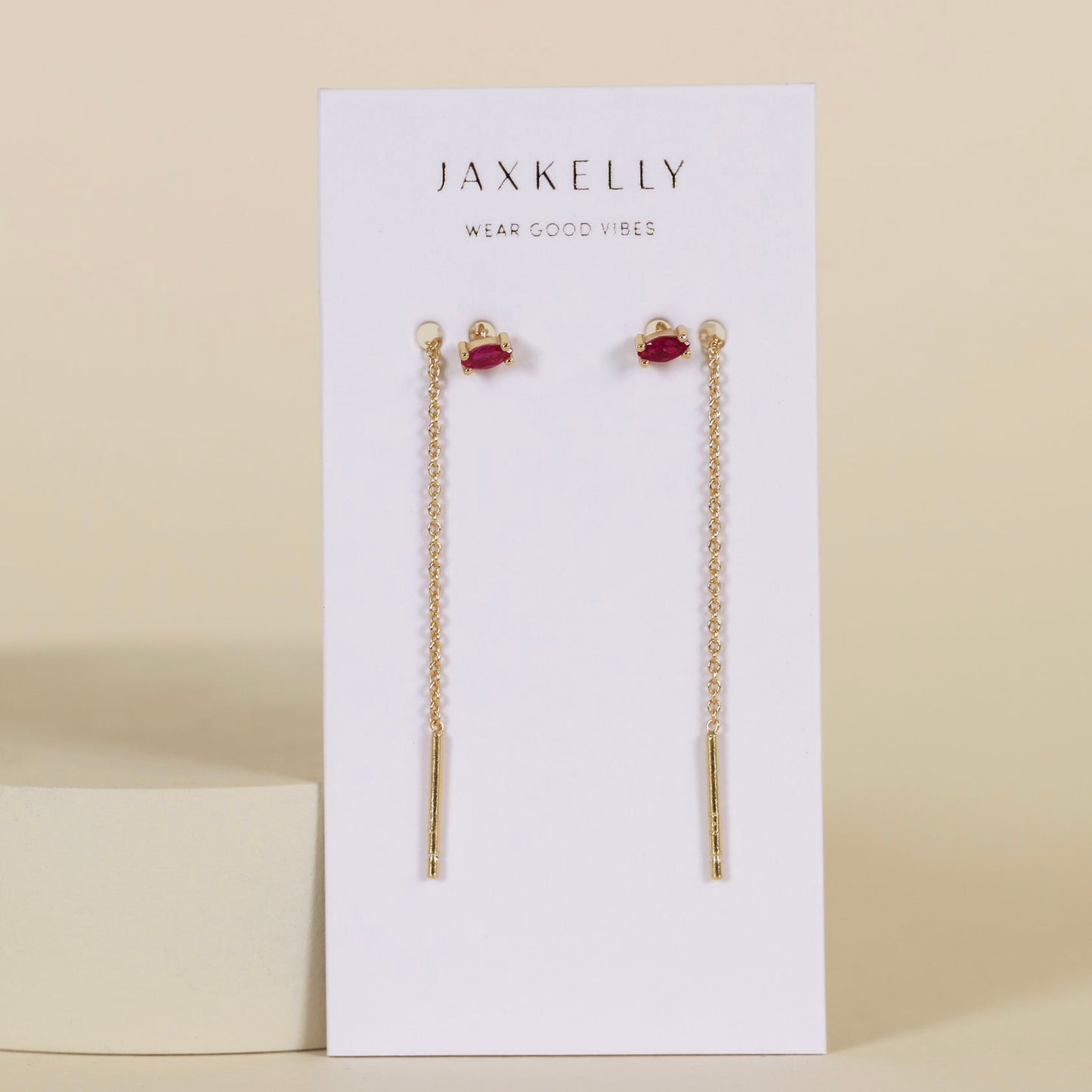 Pink Cubic Zirconia Studded Threader Earrings