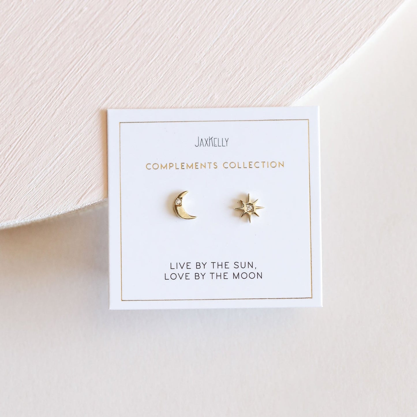 Gold Stud Earrings - Sun & Moon - JaxKelly