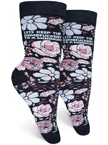 Let’s Keep The Dumbfuckery To A Minimum Women’s Crew Socks