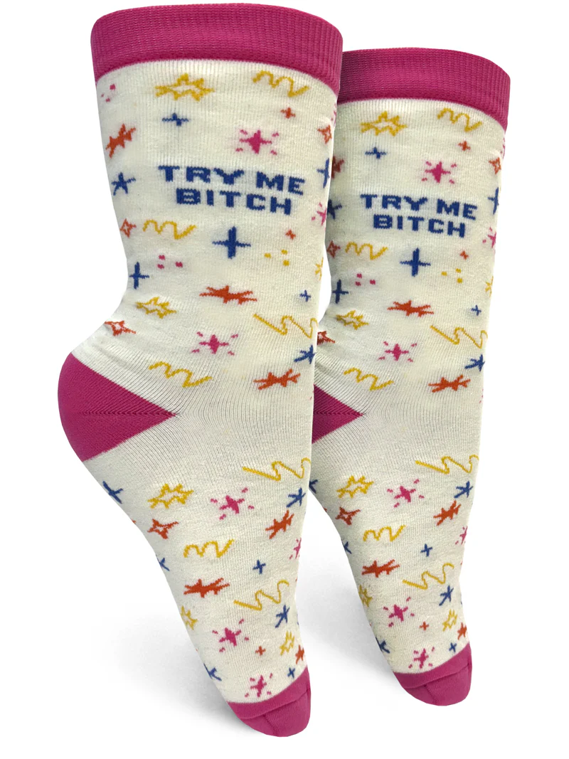 Try Me Bitch Womens Crew Socks