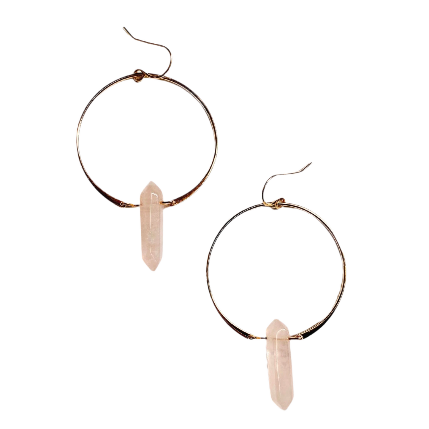 Rose Quartz Golden Hoop Earrings