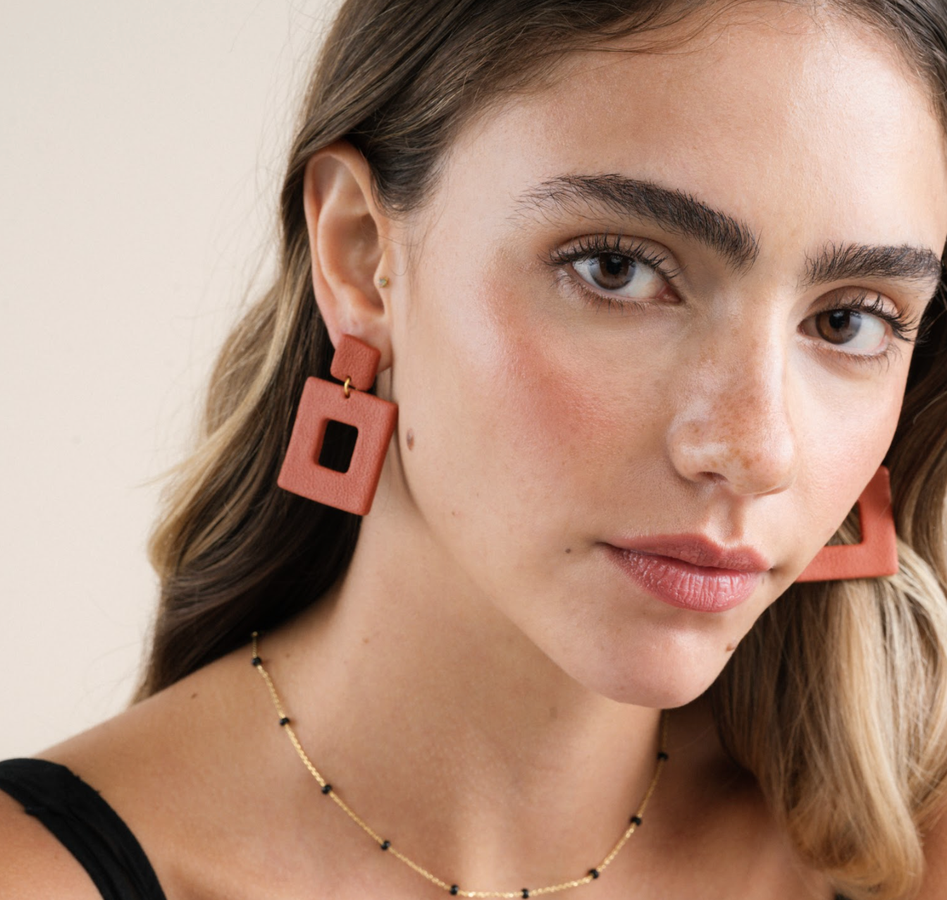 Square Clay Earring- Terracotta - JaxKelly