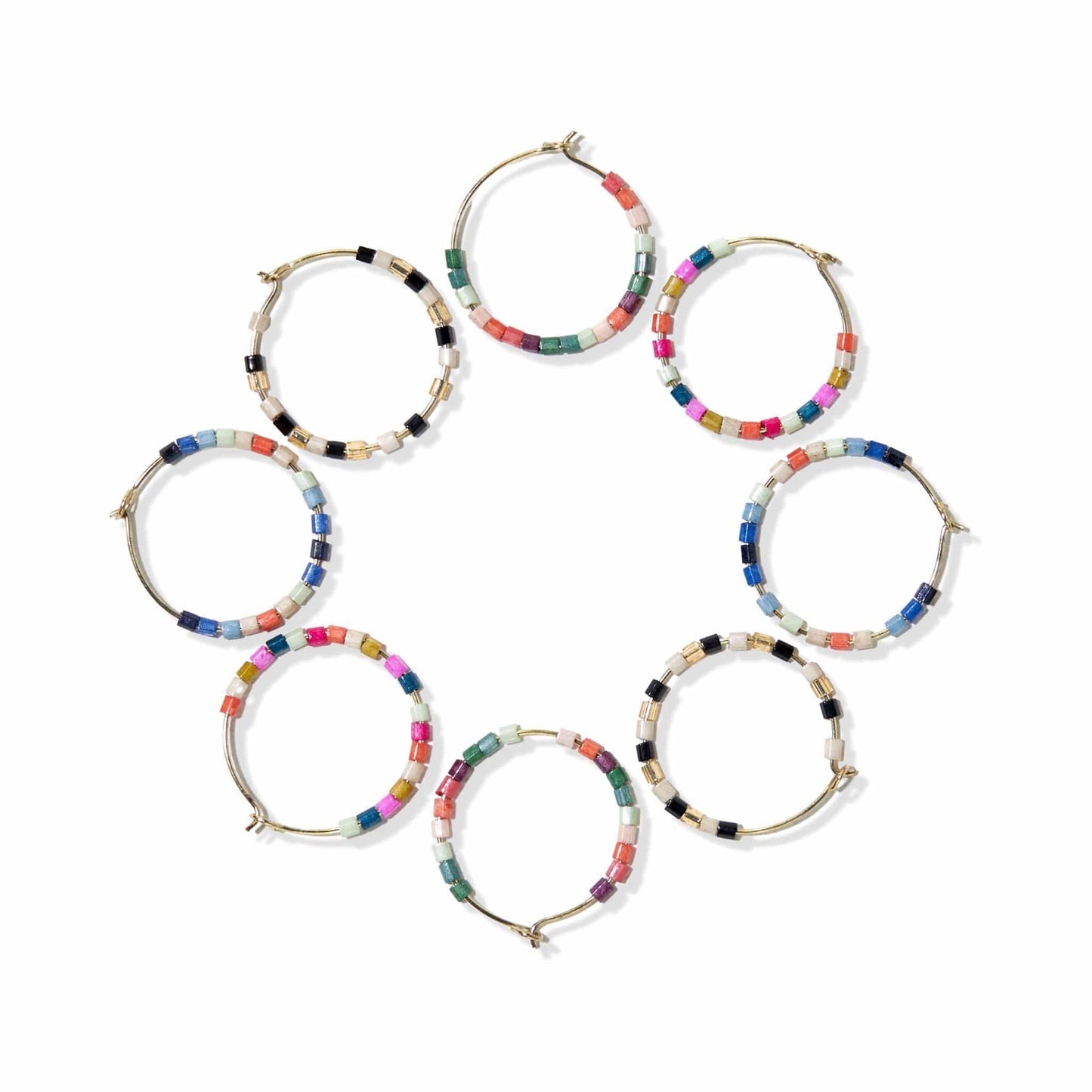 Victoria Mixed Beaded Hoop Earrings- INK + ALLOY