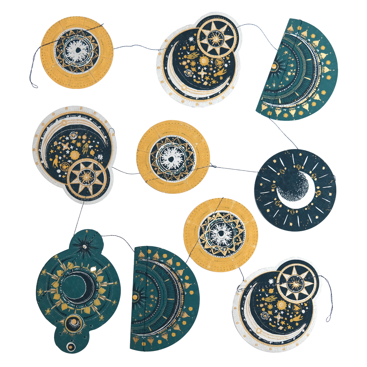 Celestial Sewn Garland - Screen Printed by Hand - East End Press