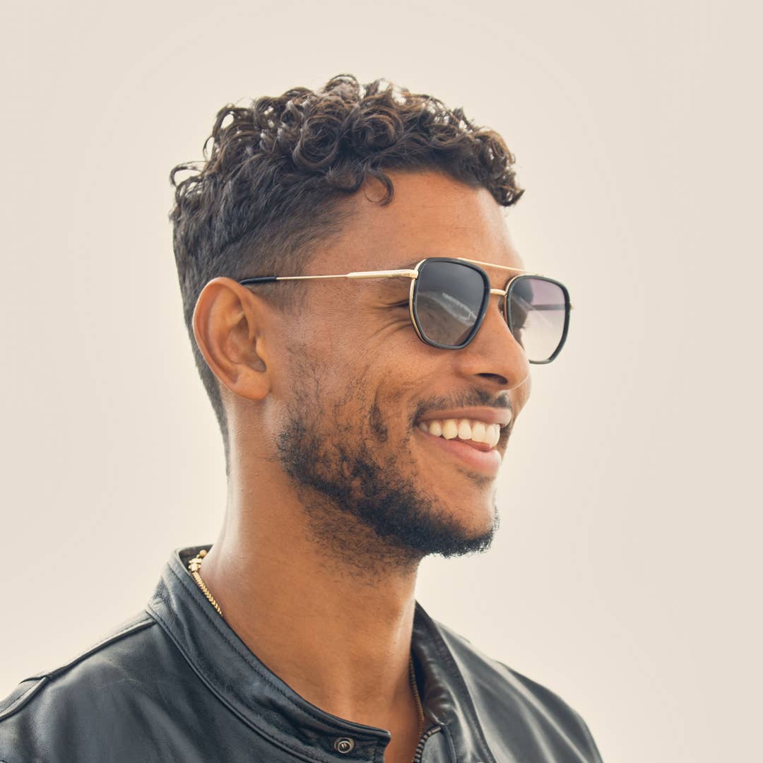 Flynn - Onyx / Matte Gold / Smoke To Brown Polarized - Blue Planet Eco-Eyewear