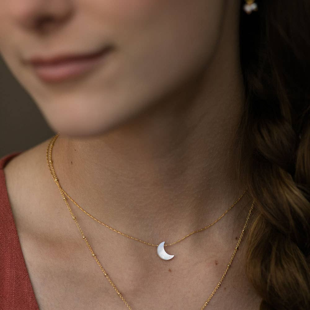 Mother of Pearl Moon Necklace - Amano Studio