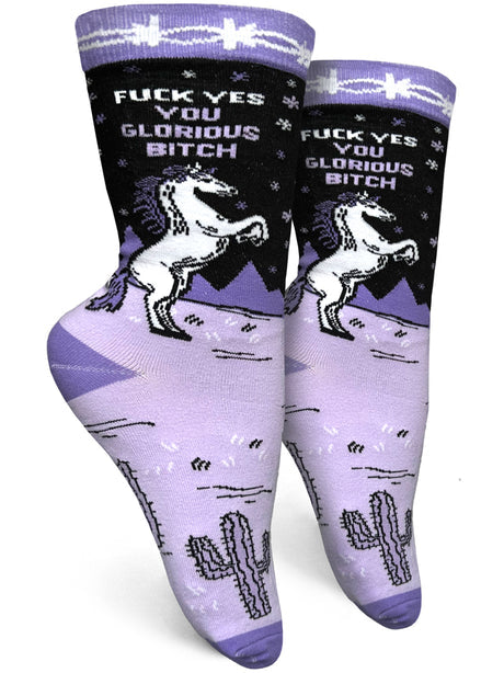 Fuck Yes You Glorious Bitch Women’s Crew Socks