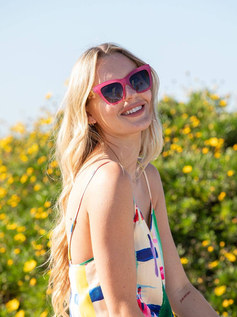 Mari - Pink Blue/Honey Tort / Gradient Grey Polarized Lens - Blue Planet Eco-Eyewear
