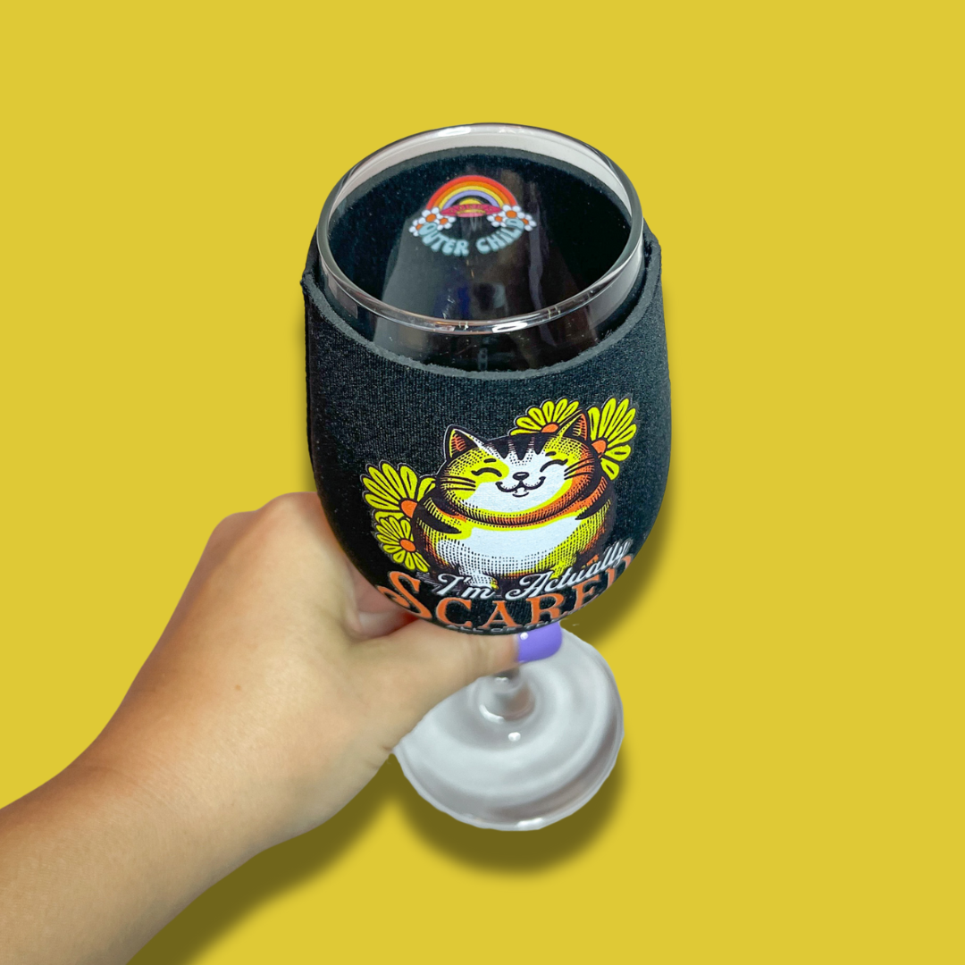 Scaredy Cat - Black - Wine Glass Sleeve