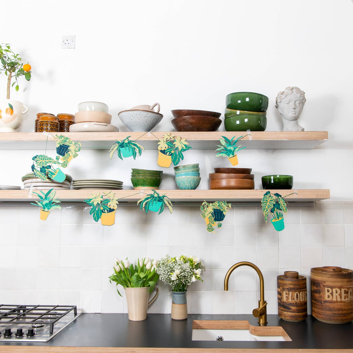 Houseplants Sewn Garland - Screen Printed by Hand