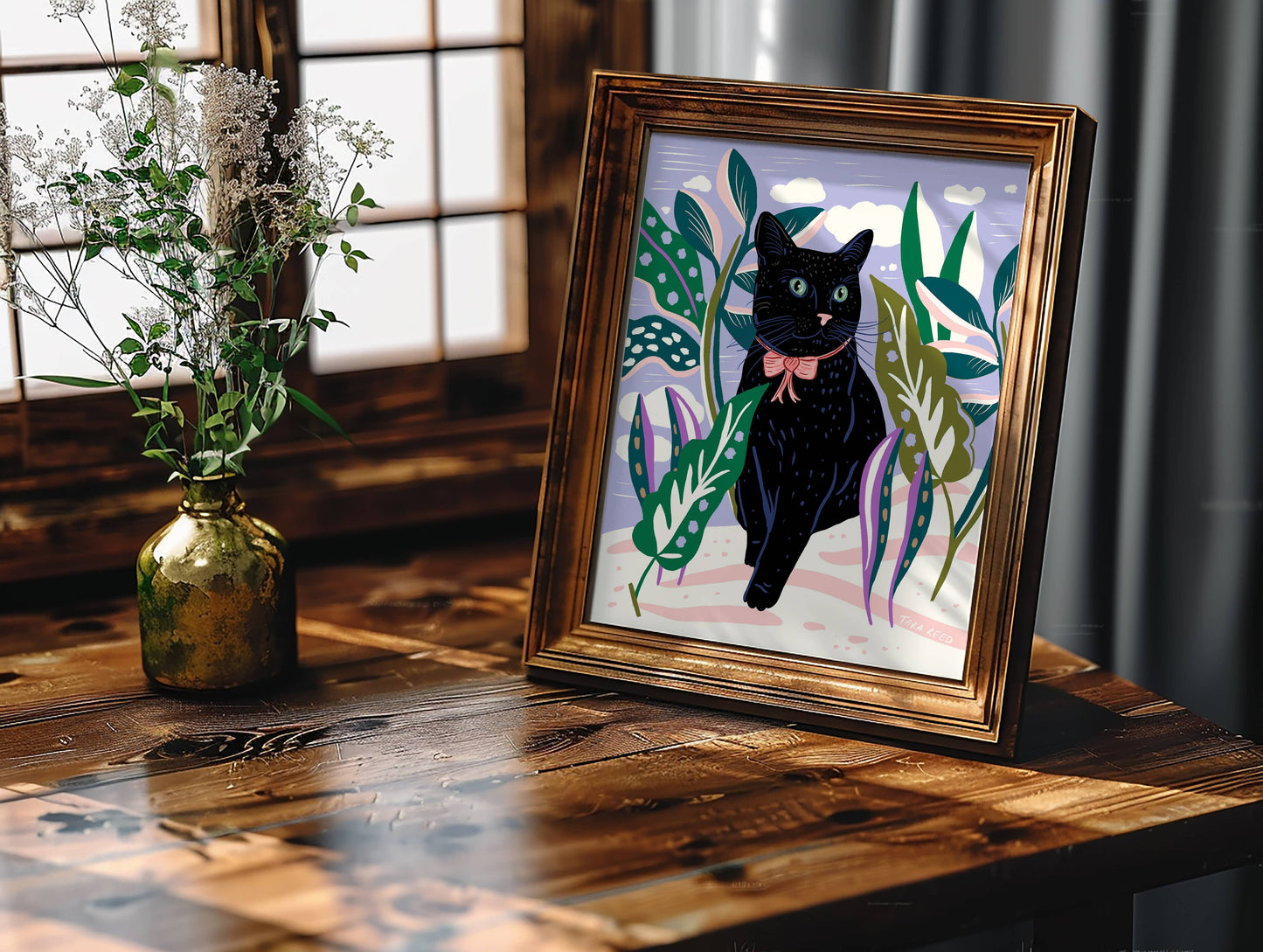 Black Cat Garden 8x10 Giclée Art Print - Tara Reed