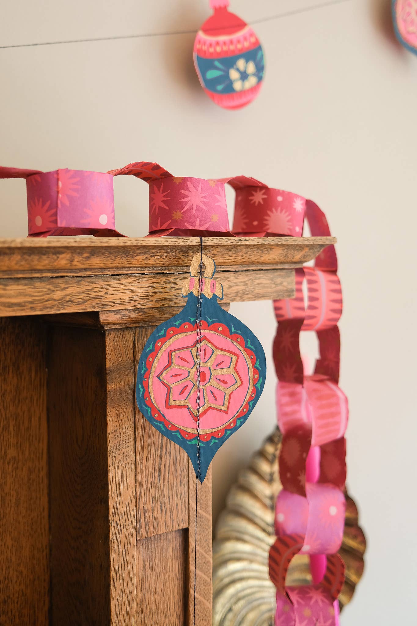 Baubles Sewn Garland - Screen Printed by Hand