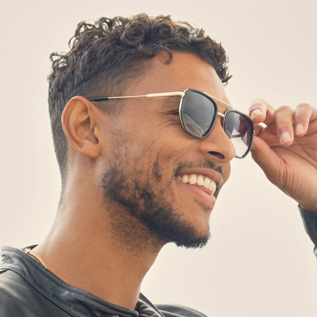 Flynn - Onyx / Matte Gold / Smoke To Brown Polarized - Blue Planet Eco-Eyewear
