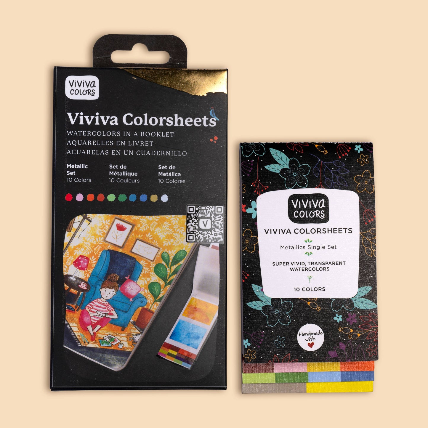 Metallics Colorsheets- 10 Handmade Watercolors