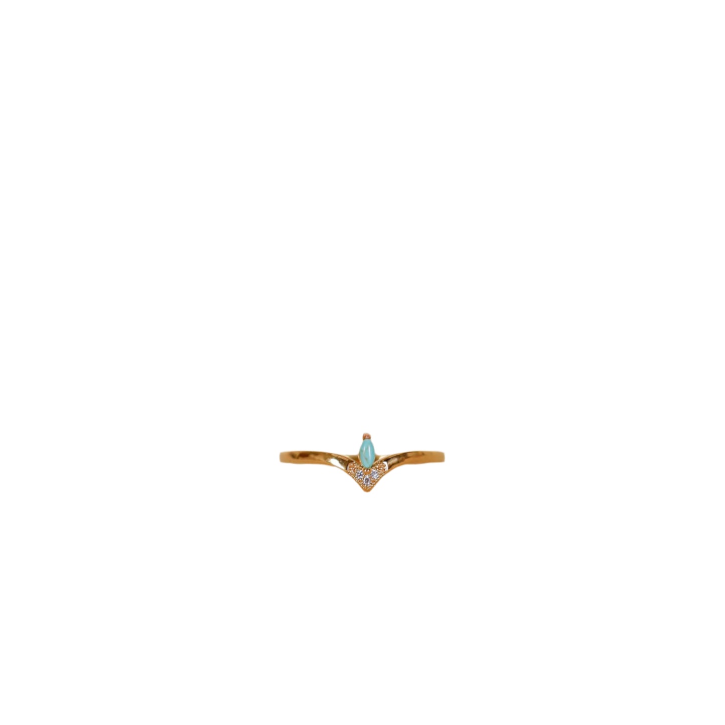 Floating Gemstone - Turquoise & CZ Gold Ring