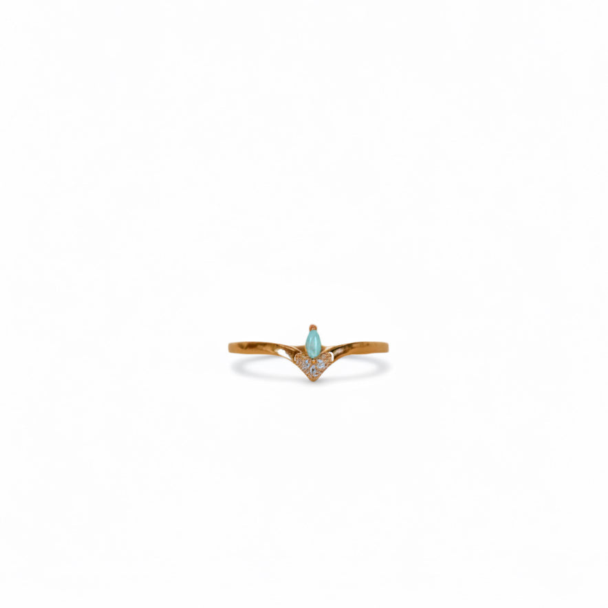 Floating Gemstone Gold Ring - Turquoise & CZ - JaxKelly