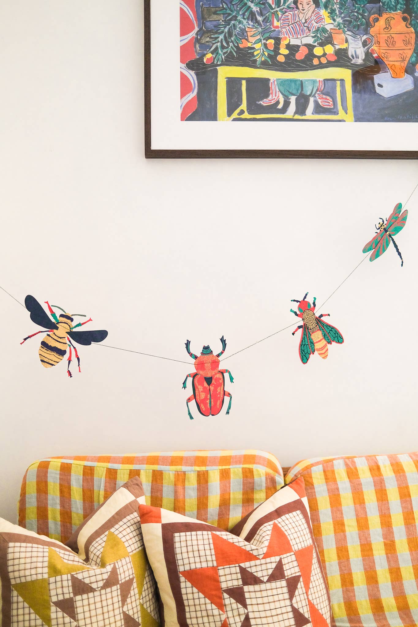Insects Sewn Garland - Screen Printed by Hand