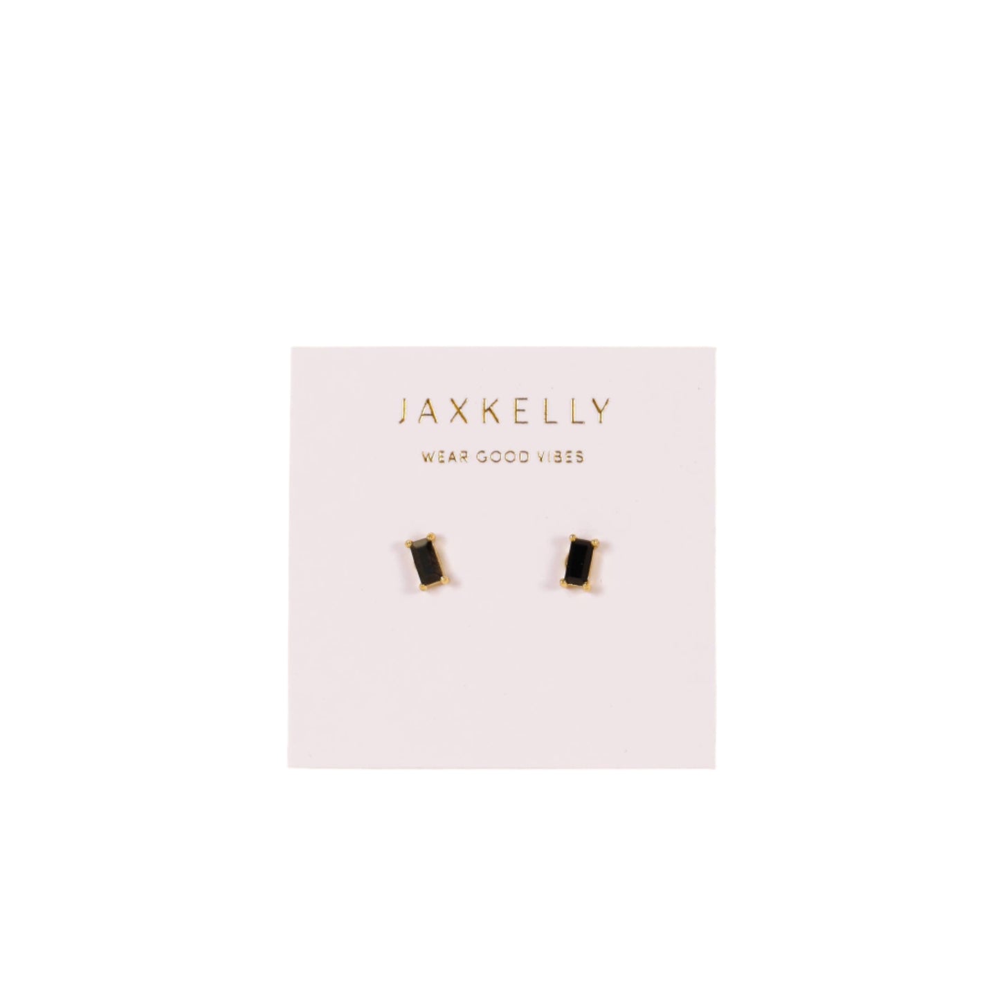 Baguette Gold Earrings - Black - JaxKelly